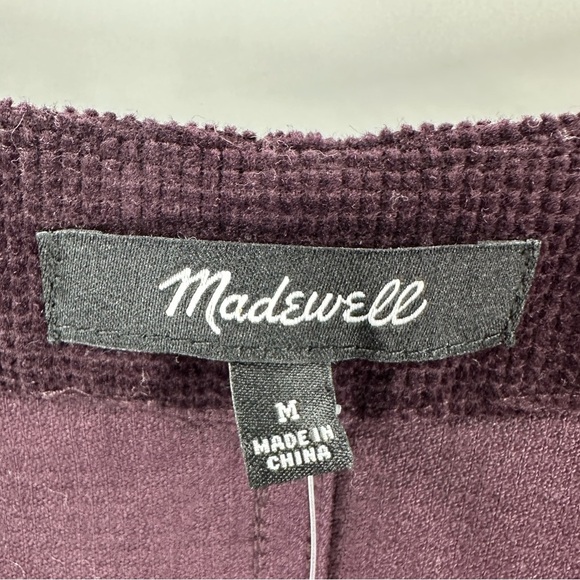 Madewell Waffle Knit Relaxed V-Neck Top Womens Size M Black Iris Plum Casual NWT - Picture 5 of 10
